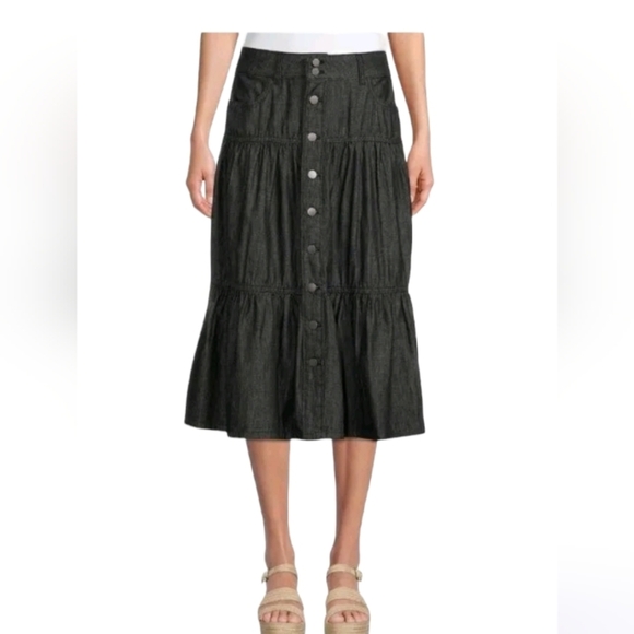Time and Tru size 12 black tiered skirt NWT denim cotton - Picture 4 of 13